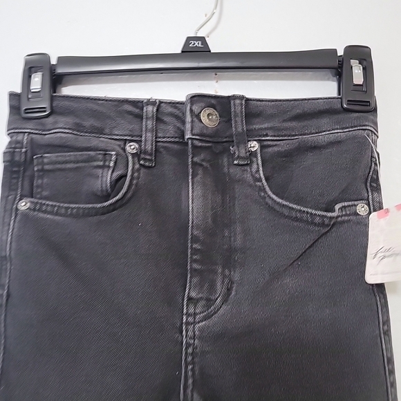 WE THE FREE Raw Hem High Rise Jeggings Black Skinny Jeans Free People Sz 24 New - Picture 7 of 16
